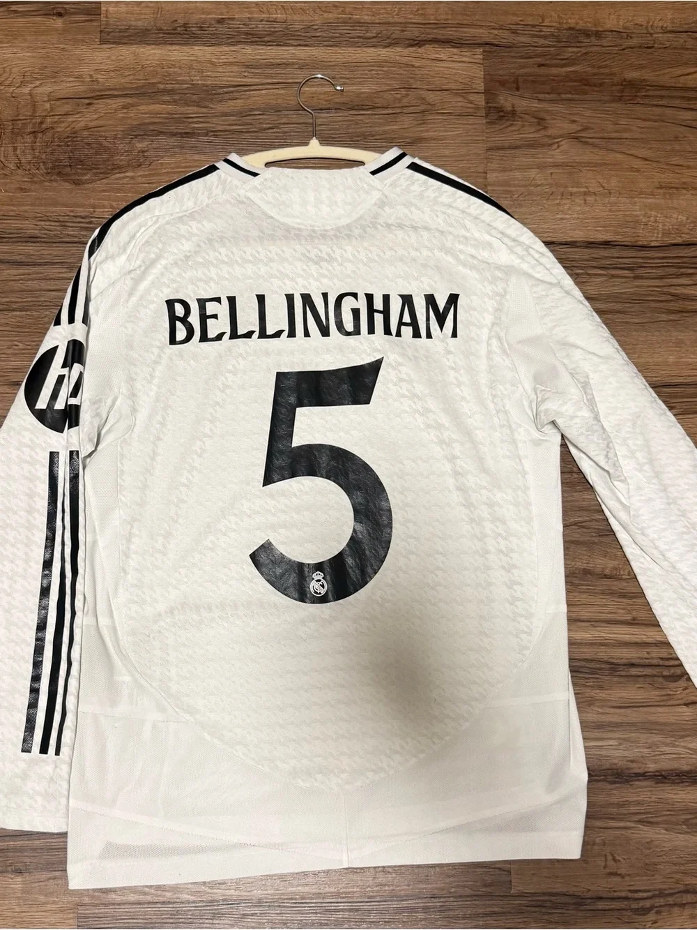 Adidas Authentic Real Madrid 24-25 Bellingham White Long Sleeve Jersey